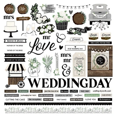 Photoplay Love & Cherish Wedding 12 x 12 Cardstock Stickers