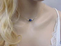 Lapis Lazuli Choker Necklace with Moonstone