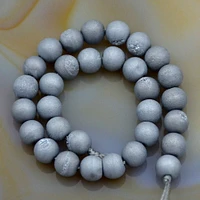 Natural Druzy Quartz Agate Round Beads