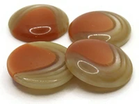 4 28mm Two Tone Round Brown Vintage Lucite Plastic Flatback Cabochons