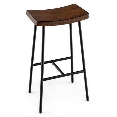 Gymax Industrial Saddle Stool Bar Height Bar Stool Dining Pub Chair w/ Metal Frame