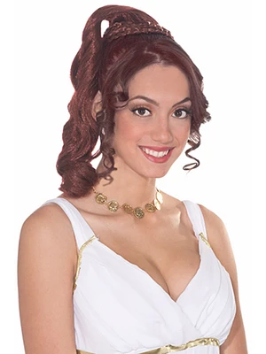 Auburn Red Grecian Goddess Maiden Costume Ponytail Hairpiece Hair Extension