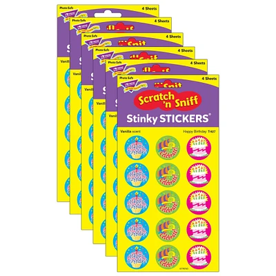 Happy Birthday/Vanilla Stinky Stickers®, 60 Per Pack, 6 Packs