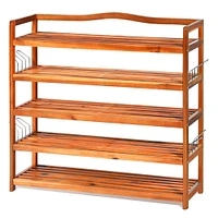 5-Tier Wood Shoe Rack Freestanding Large Shoe Storage Organizer