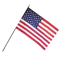 U.S. Classroom Flag with Staff, 12" x 18", Pack of 3