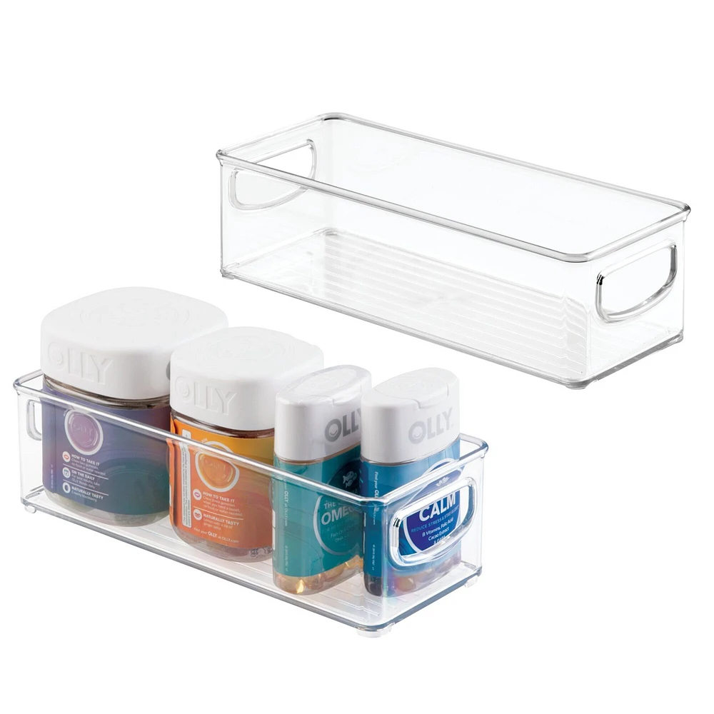 mDesign Plastic Bath Vanity Storage Organizer Bin with Handles