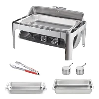 9 Quart Rectangle Roll Top Chafing Dish Set