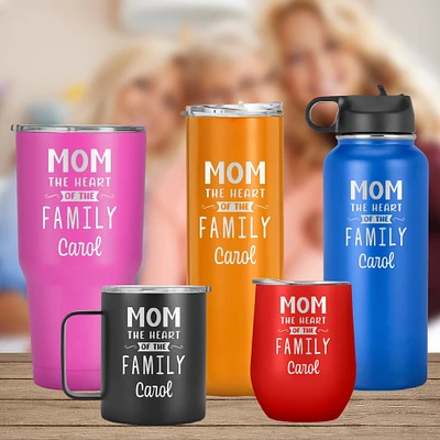 Mom The Heart Of The Family,Personalized Name Tumbler to Mom, Nana from Daughter, Son, Mom Mug, Mothers Day, Travel Mug , Gift For Her
