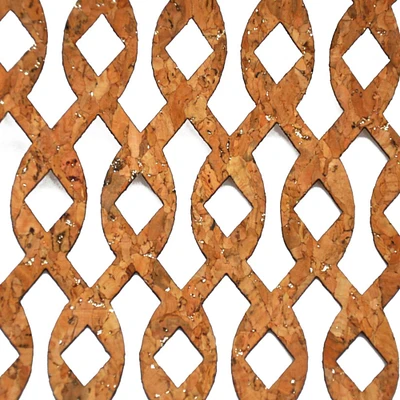 Belagio Cork Fabric, 18" x 15", Perforated Lattice, Natural