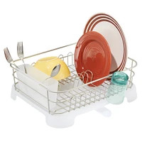 mDesign Alloy Steel Sink Dish Drying Rack Holder with Swivel Spout