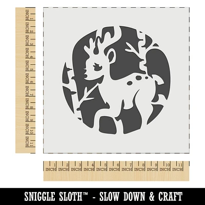 Reindeer in Birch Forest with Trees Wall Cookie DIY Craft Reusable Stencil