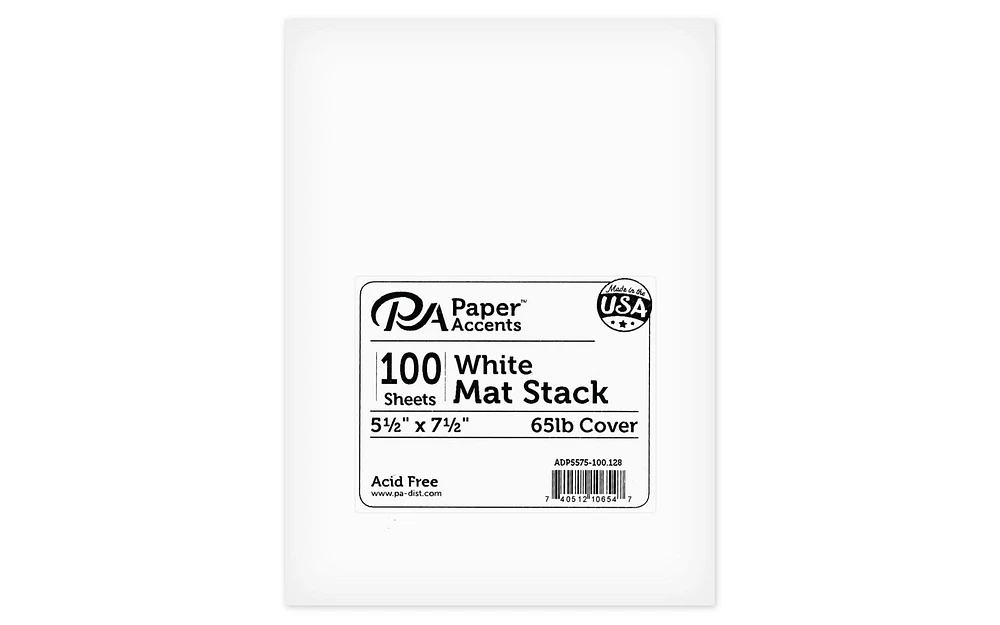 Mat Stack 5.5x7.5 Blank 100pc 65lb White