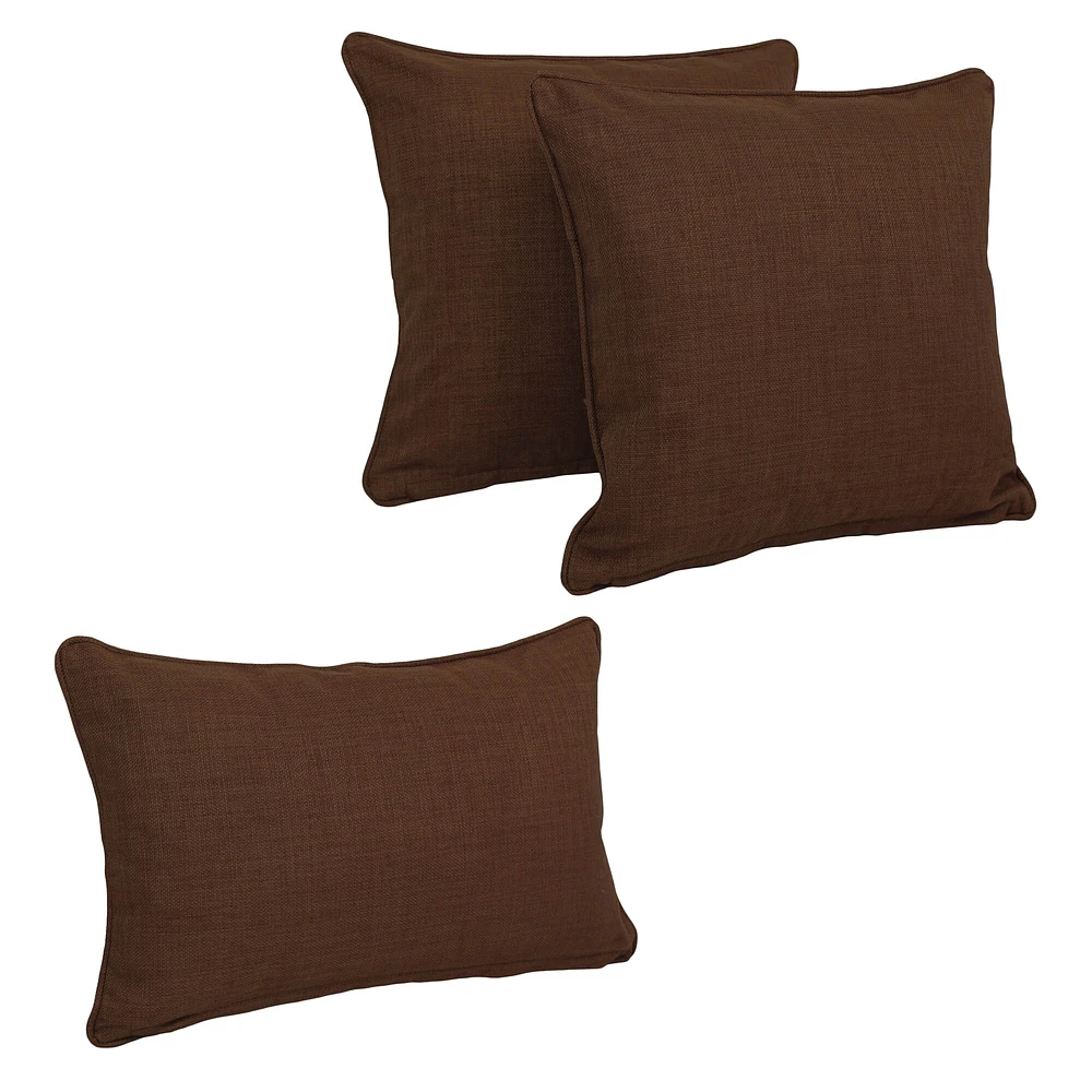 Blazing Needles Indoor/Outdoor Spun Polyester Throw Pillows (Set of 3) - Cocoa