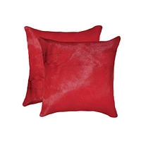 18" X 18" X 5" Wine Cowhide  Pillow 2 Pack