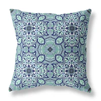 20" Blue Aqua Cloverleaf Indoor Outdoor Throw Pillow