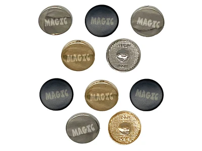 Magic Fun Text 0.6" (15mm) Round Metal Shank Buttons for Sewing - Set of 10