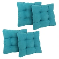 19-inch Squared Microsuede Tufted Dining Chair Cushion (Set of Four) - Aqua Blue