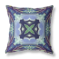 20 Blue Green Geo Tribal Indoor Outdoor Throw Pillow