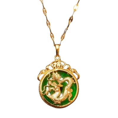 Lucky Jade Dragon Fengshui Chain Necklace