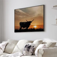 Longhorn wall art, large wall art for western decor