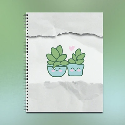 Cute Kawaii Succulents Spiral Notebook  - Bullet, College Ruled, Wide Ruled, or Sketch Options