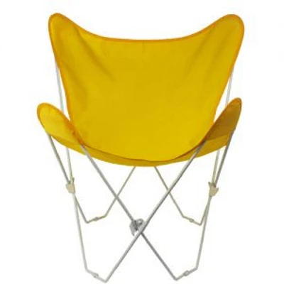 CC Outdoor Living 35" Retro Style Outdoor Patio Butterfly Chair with Sunny Yellow Cotton Duck Fabric Cover