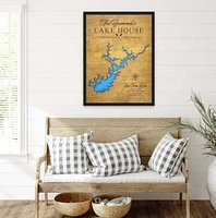 Map Gift - Custom Lake Map Personalized Lake House Decor Lake House Sign Mens Gift Lake House Wall Art