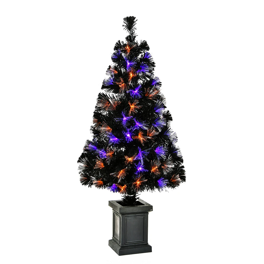 48" Halloween Black Fiber Optic Entrance Tree