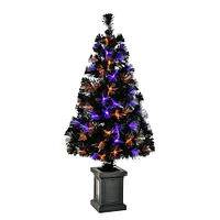 48" Halloween Black Fiber Optic Entrance Tree