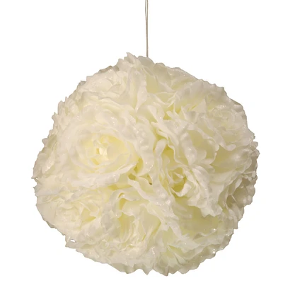 9" White Rose Hanging Ball