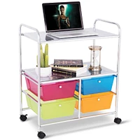 Costway 4 Multifunctional Drawers Rolling Storage Cart Rack Shelves Shelf Home Office