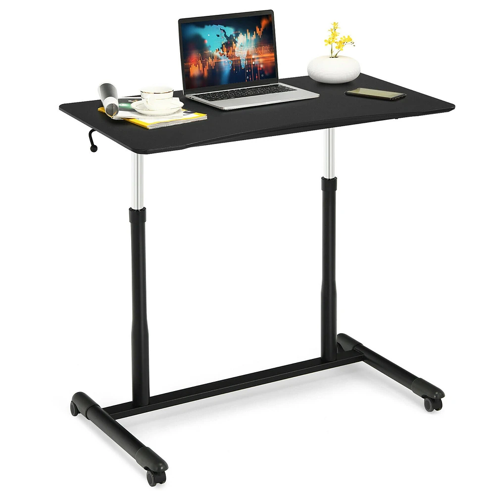 Goplus Height Adjustable Computer Desk Sit to Stand Rolling Notebook Table Black