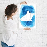 Watermark Watercolor Blue Background Conc by Jetty Home  Poster Art Print - Americanflat