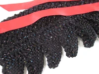 Knit Black Sparkle Dog Cape (Fancy Collar) with Red Ribbon