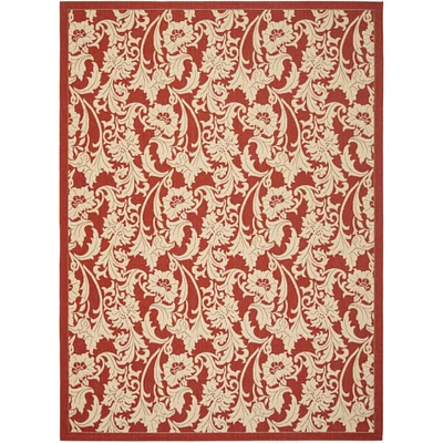 Safavieh   Outdoor CY6565-28 Courtyard Collection Red / Creme Rug