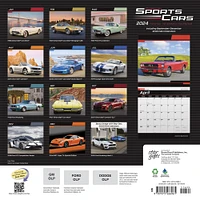 American Sports Cars OFFICIAL | 2024 12 x 24 Inch Monthly Square Wall Calendar | Sticker Sheet | StarGifts | Racing Automotive