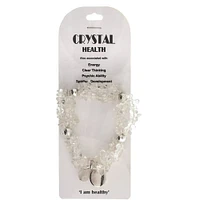 Earth's Jewels Semi-Precious Natural Crystal Quartz Clear 2-Strand Bracelet, Circle Charm