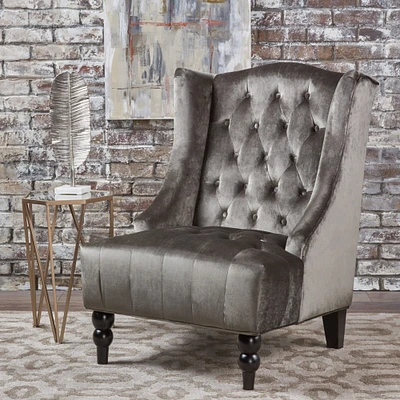 GDFStudio Talisa Winged High-Back Tufted  Velvet Club Chair