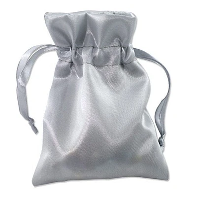 Satin Jewelry Pouch 3x4 Silver - Drawstring Gift Bags