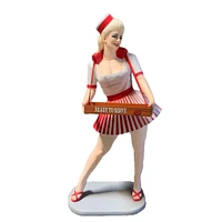 Usherette Waitress in Red Life Size Statue