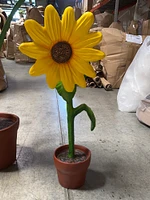 Small Yellow Sunflower In Pot Flower Statue