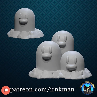 Diglett evolution Line from Irnkman Minis. Total heights apx. 16mm and 25mm