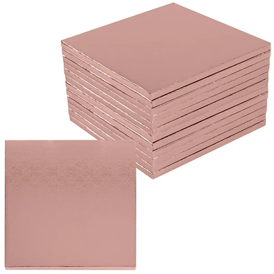Spec101 Rose Gold Cake Drum 10 Inch Set - 12pk Thick Square Cake Board Drums