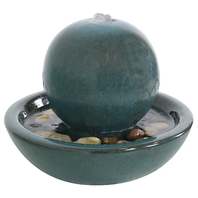 Sunnydaze Ceramic Indoor Water Fountain with Orb - 7 in by