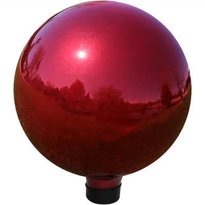 Sunnydaze Mirrored Glass Gazing Globe - 10 in - Red by
