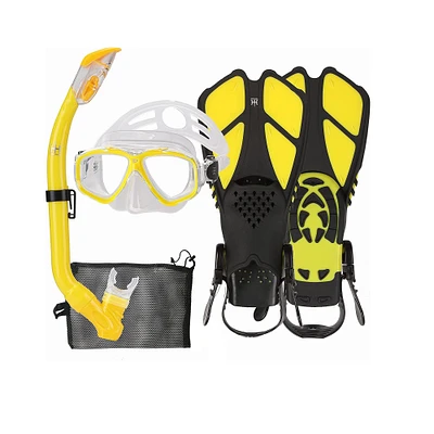 Swimline Yellow and Black Junior Thermotech Snorkeling Set with Mesh Bag