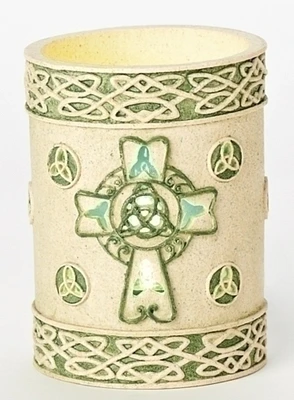 Roman 5" Irish Night Celtic Cross Flameless Pillar Candle Lamp