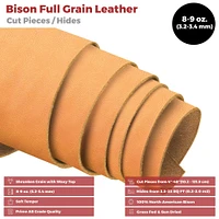 ELW Genuine American Leather Bison 8-9 oz (3.2-3.4mm) Pre-Cut - 4 to 23 SQ FT -Full Grain Leather Bison Hide DIY Craft Projects, Bag, Chap, Motorcycle, Clothing, Jewelry