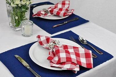 Contemporary Home Living Pack of 6 Navy Blue Rectangular Cloth Placemats 19"