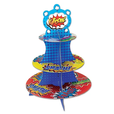 Party Central Club Pack of 12 Blue and Red Hero Cupcake Stand Centerpieces 16"